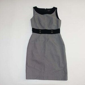 Tahari Arthur S. Levine Women's Sleeveless Sheath Dress Size 6 Gray Black Lined